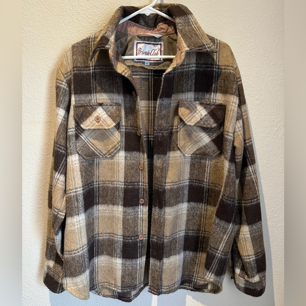 Pendleton Tan & Brown Plaid Jacket size L